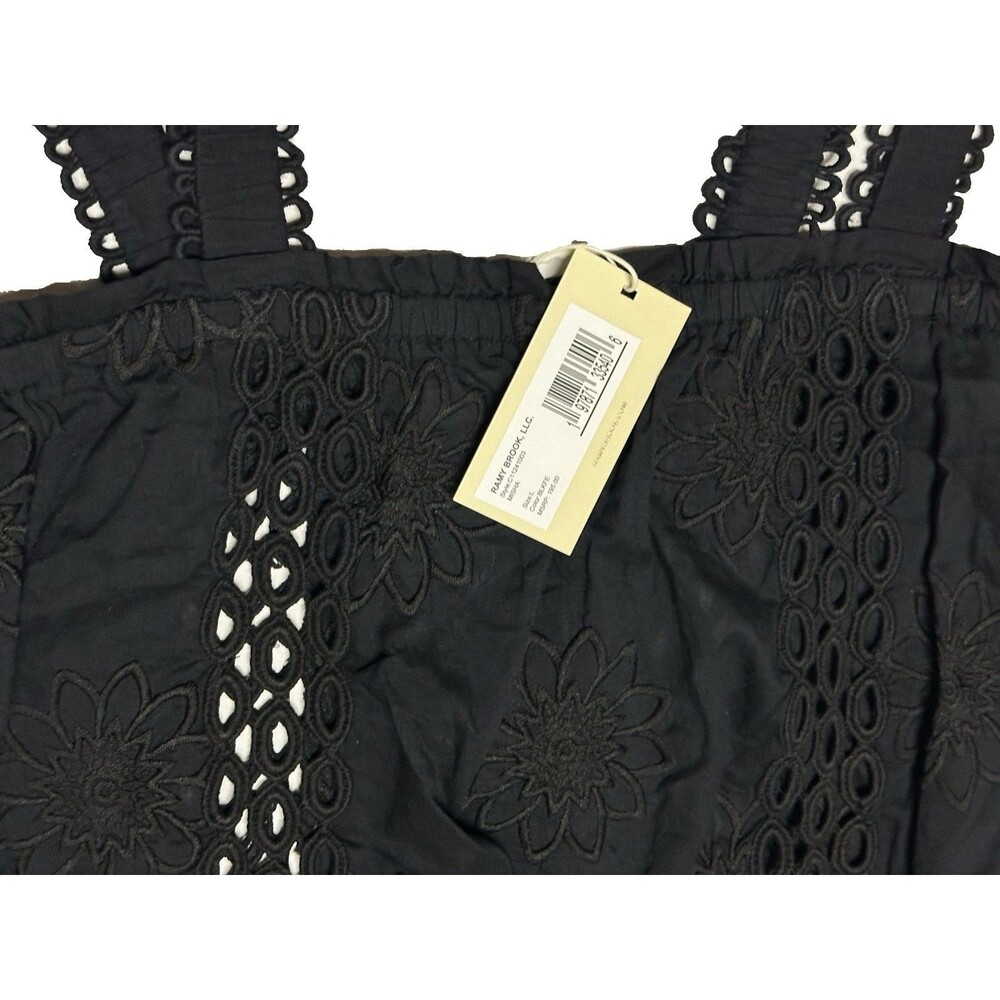 NEW Ramy Brook Womens Size Large Black Misha Embroidered Coverup Top $195 - Picture 3 of 9